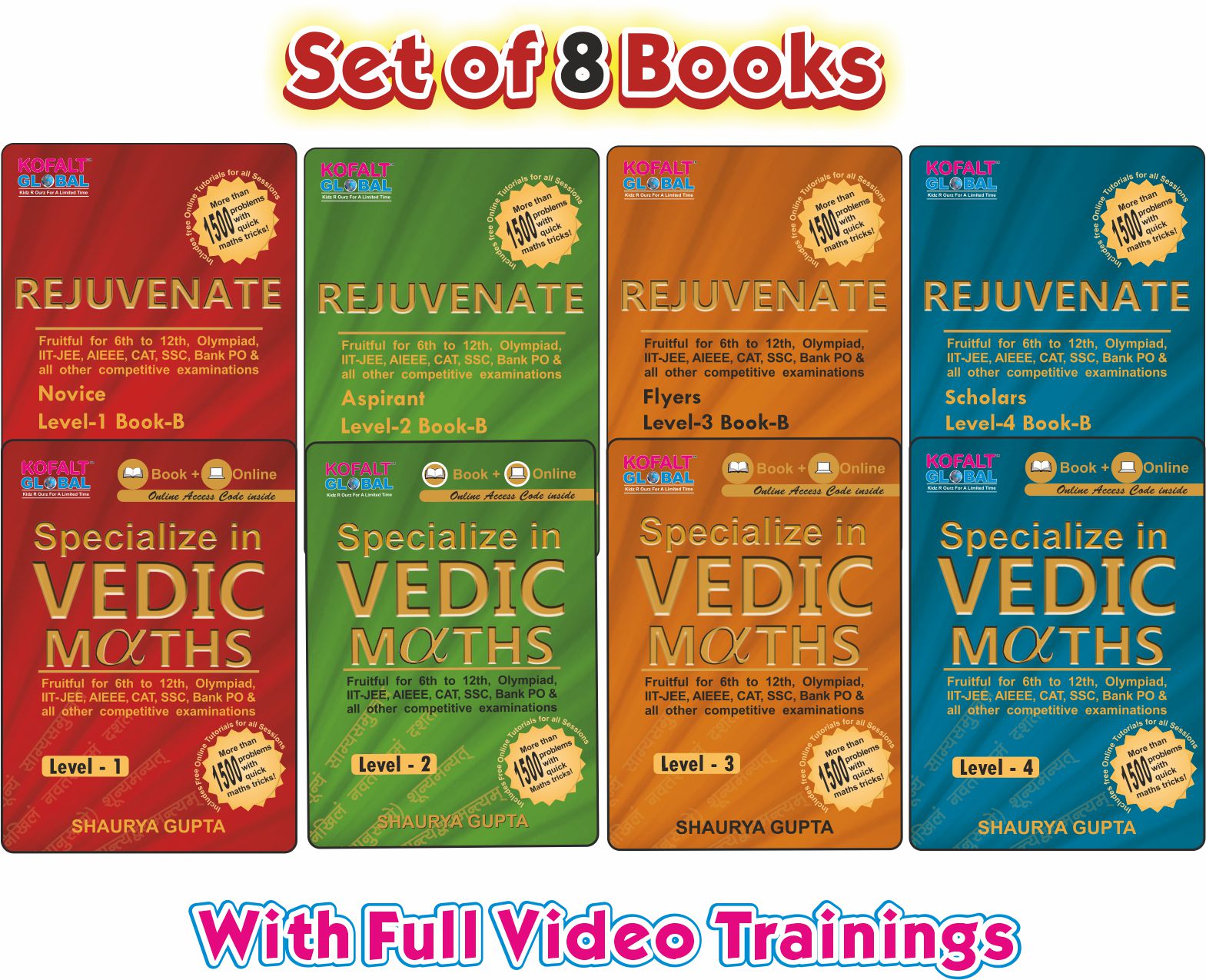 Set Vedic Maths Level One - Level four ( Set of 8 books)